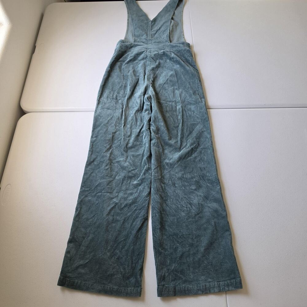 Pilcro Overalls Womens 27 Green Corduroy V Neck Wide Leg Zip Front Pockets - Picture 2 of 13